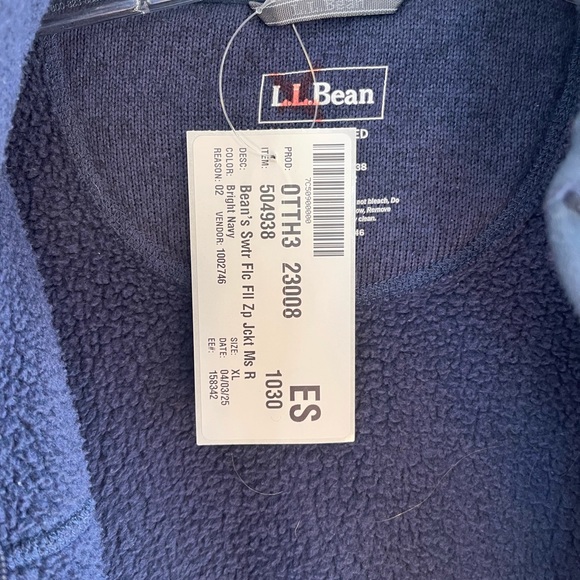 L.L. Bean Fleece Jacket Men’s XL Coat LL Navy Blue Sweater Full Zip New - Picture 6 of 10